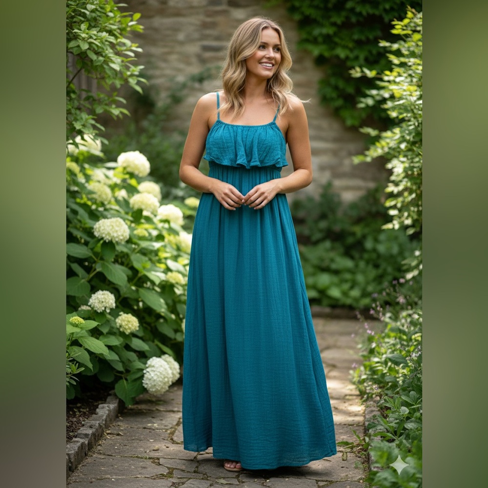 Women’s Small Teal Maxi Line Dress